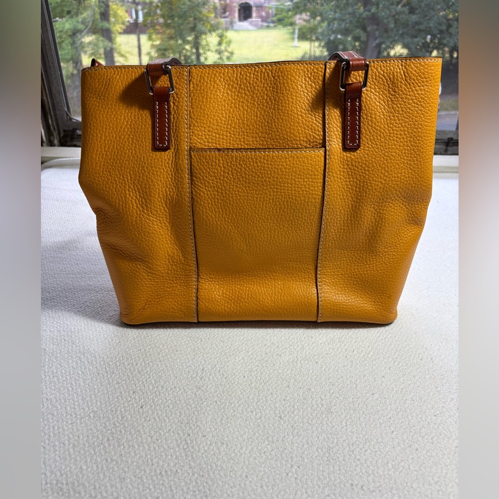 Dooney & Bourke Mustard Yellow Tote with Brown Accents - Picture 5 of 9